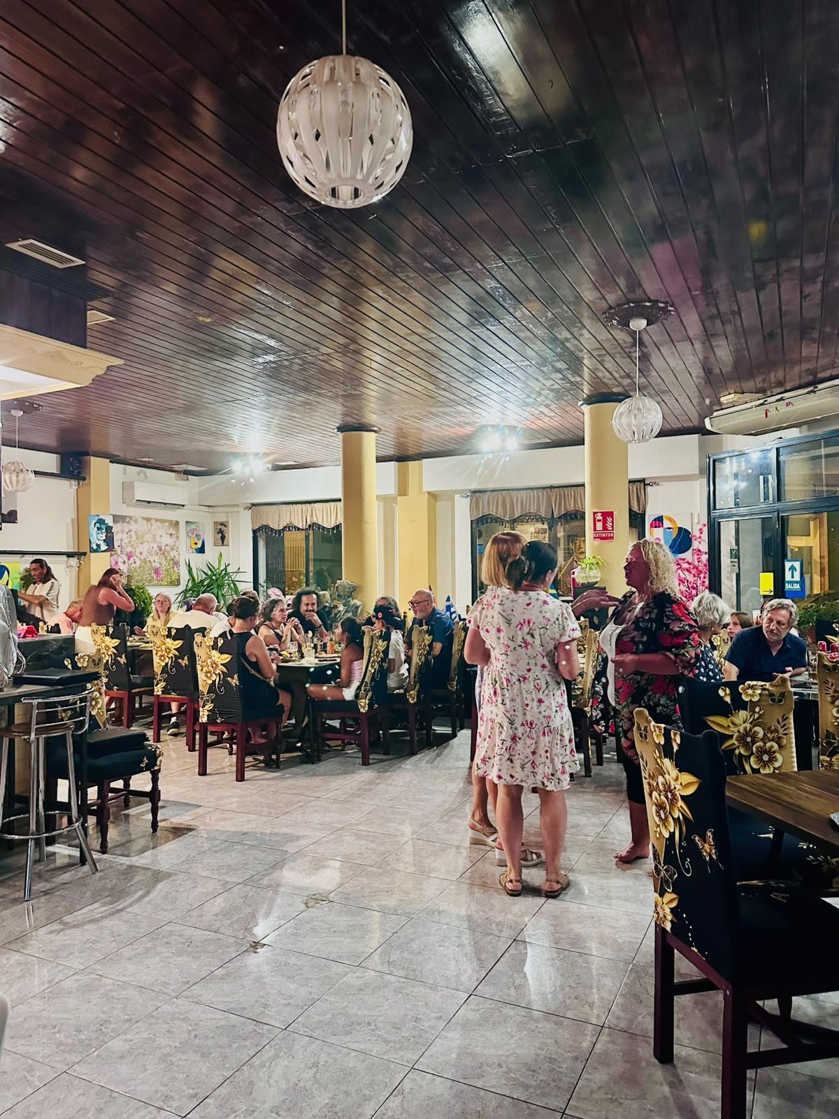 Warm interior with the bar